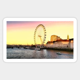 London Eye and the buildings next to River Thames Sticker